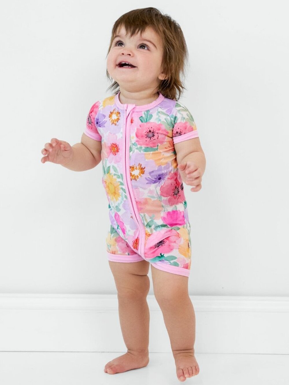 NWT Little Sleepies Watercolor Meadow Shorty Zippy - Size 2T